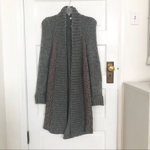 Anthropologie Moth Long Open Front Grey Sweater